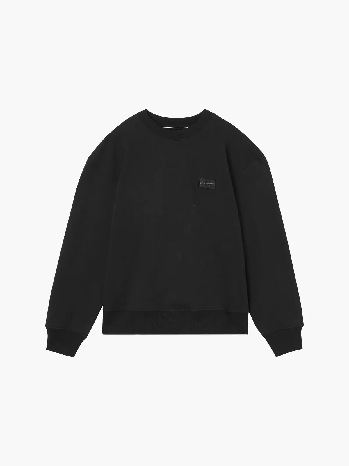 Calvin Klein SHRUNKEN BADGE CREW Erkek Siyah Sweatshirt