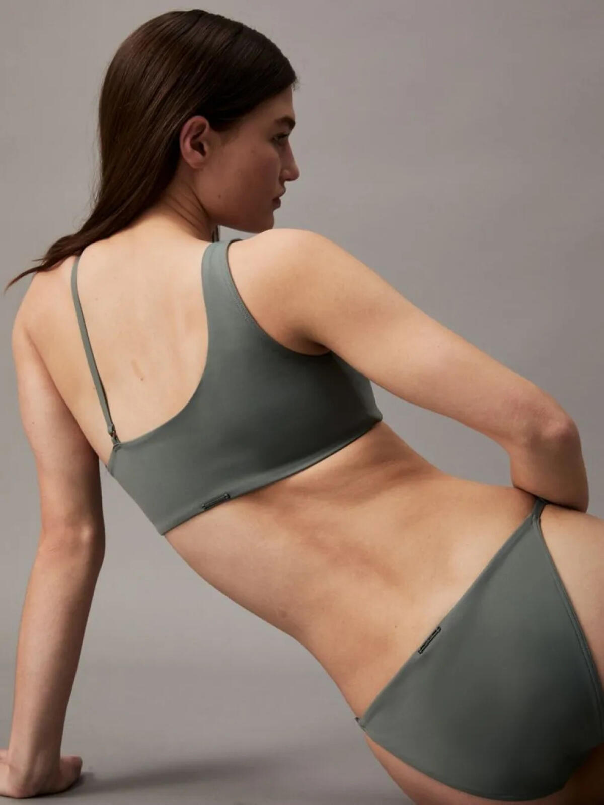 Calvin Klein ONE SHOULDER BRALETT, PM8 Yeşil Kadın Bikini Üstü
