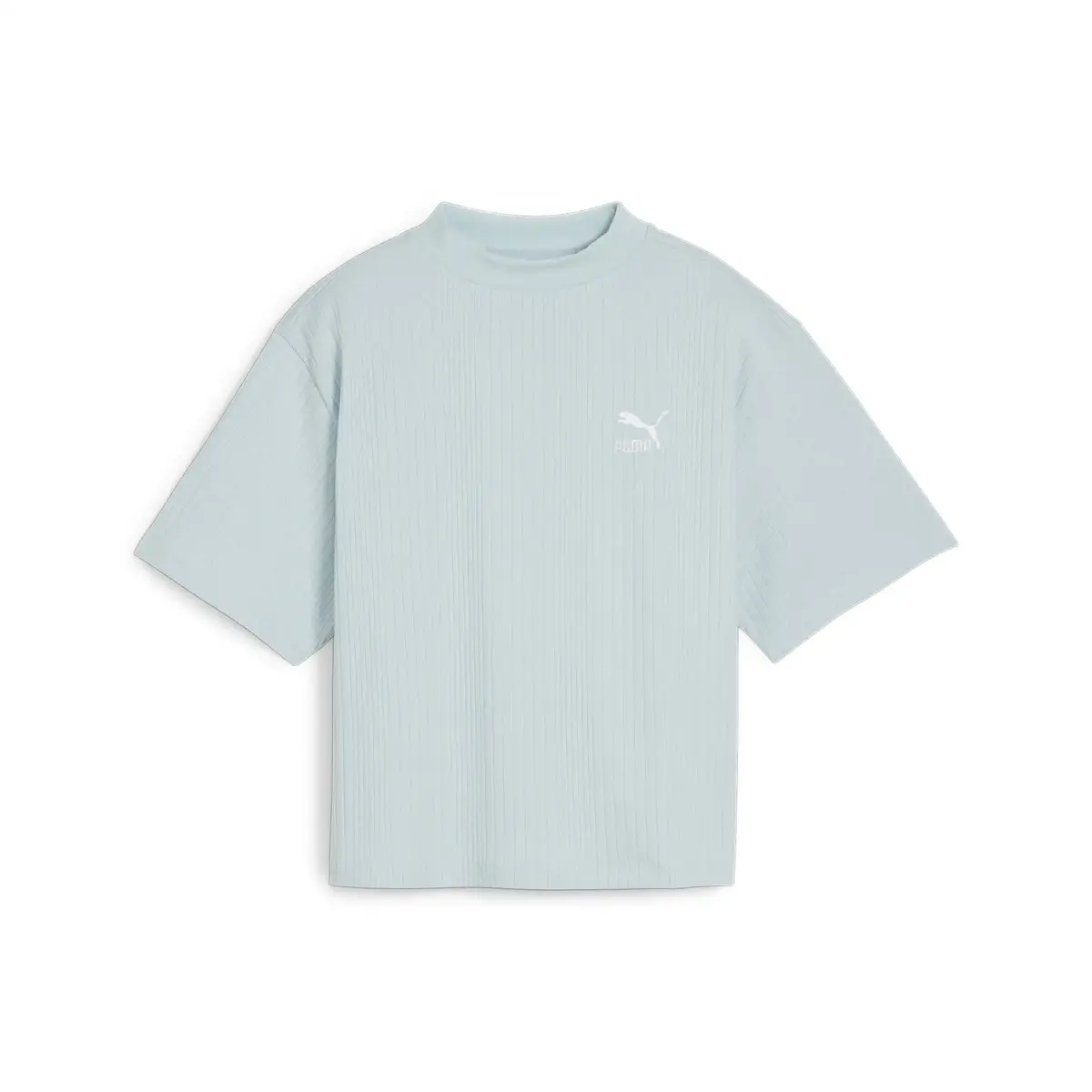Puma CLASSICS Mock Neck Tee Mavi Kadın T-Shirt