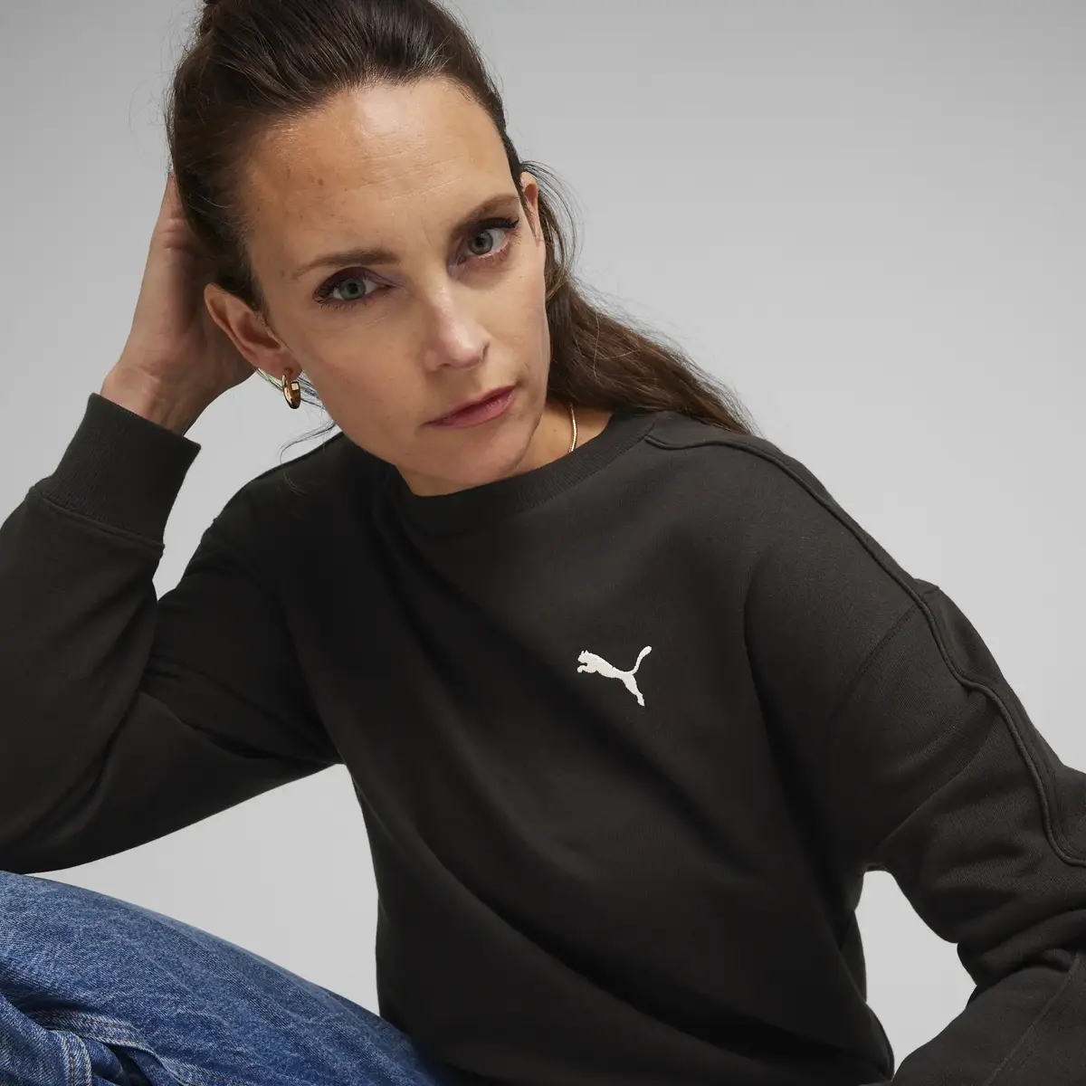 Puma HER Crew TR Siyah Kadın Sweatshirt