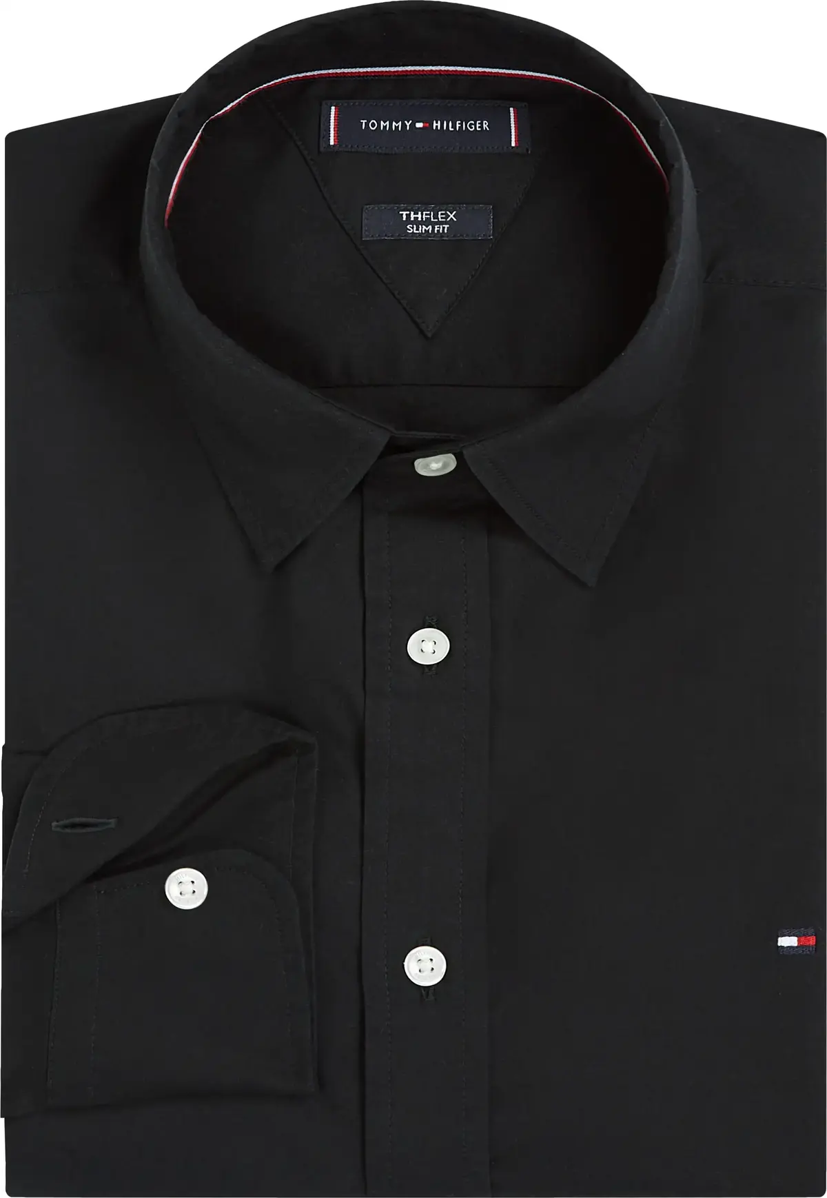 Tommy Hilfiger FLEX POPLIN KENT COL, BDS Siyah Erkek Gömlek