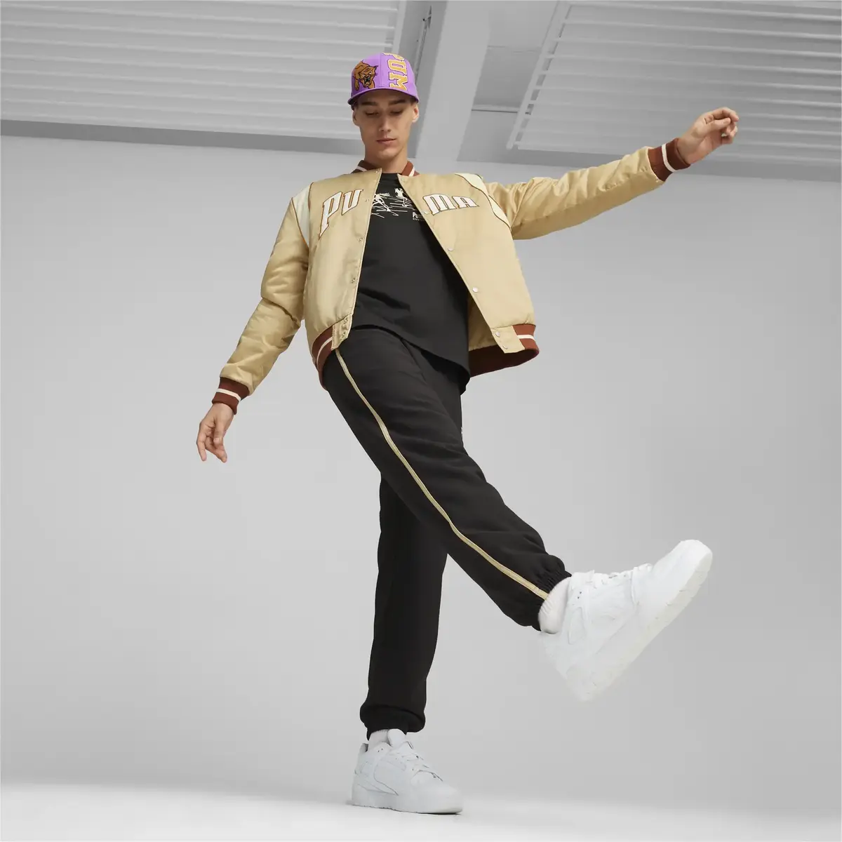 Puma TEAM FOR THE FANBASE Varsity Jacket Açık Kahve Erkek Sweatshirt