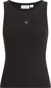 Calvin Klein WOVEN LABEL RIB TANK, BEH Siyah Kadın T-Shirt & Polo