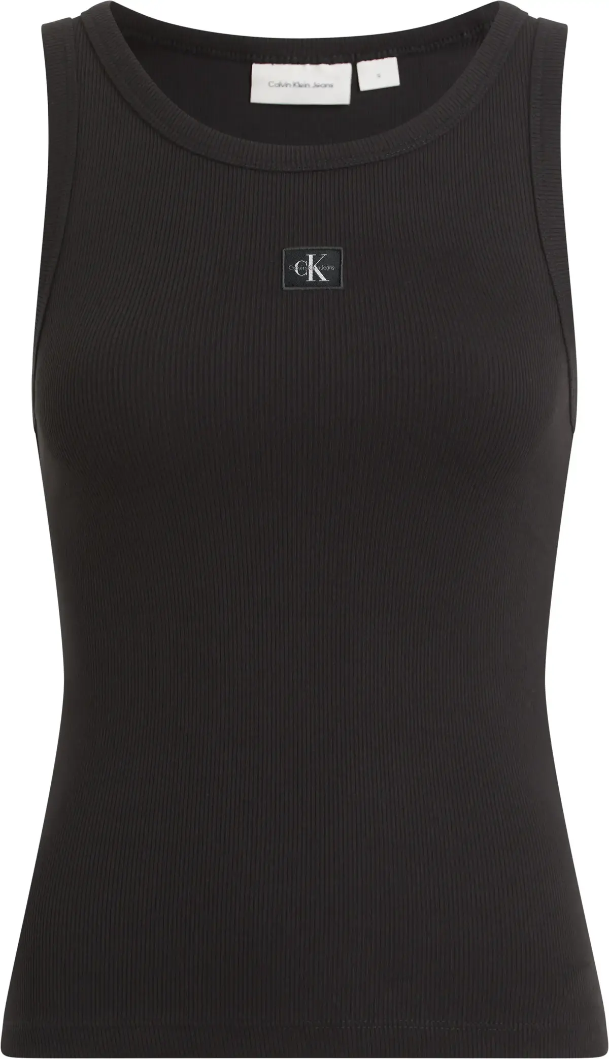 Calvin Klein WOVEN LABEL RIB TANK, BEH Siyah Kadın T-Shirt & Polo