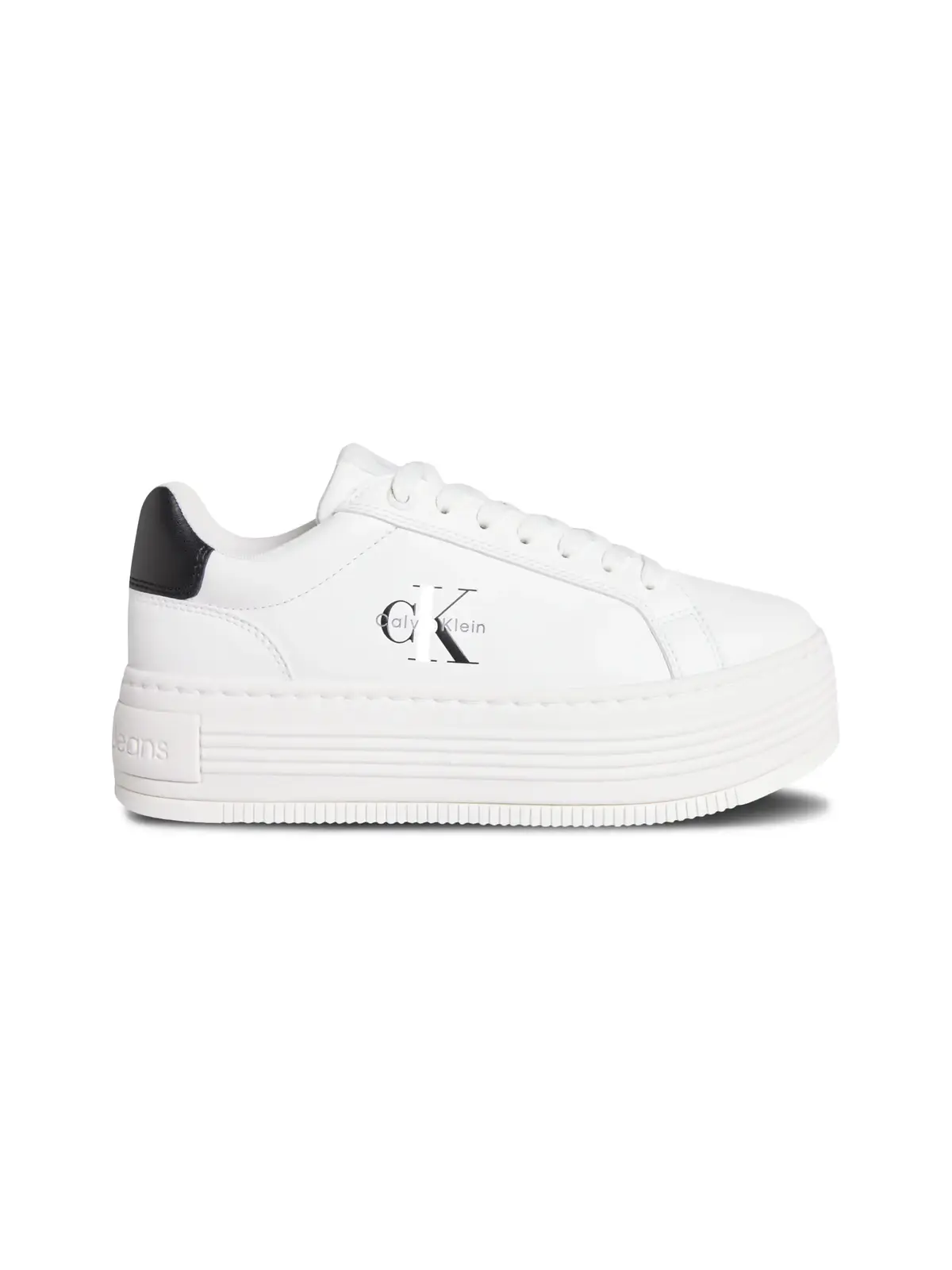 Calvin Klein BOLD FLATF LOW LACE, 01W Beyaz Kadın Spor Ayakkabı & Sneaker