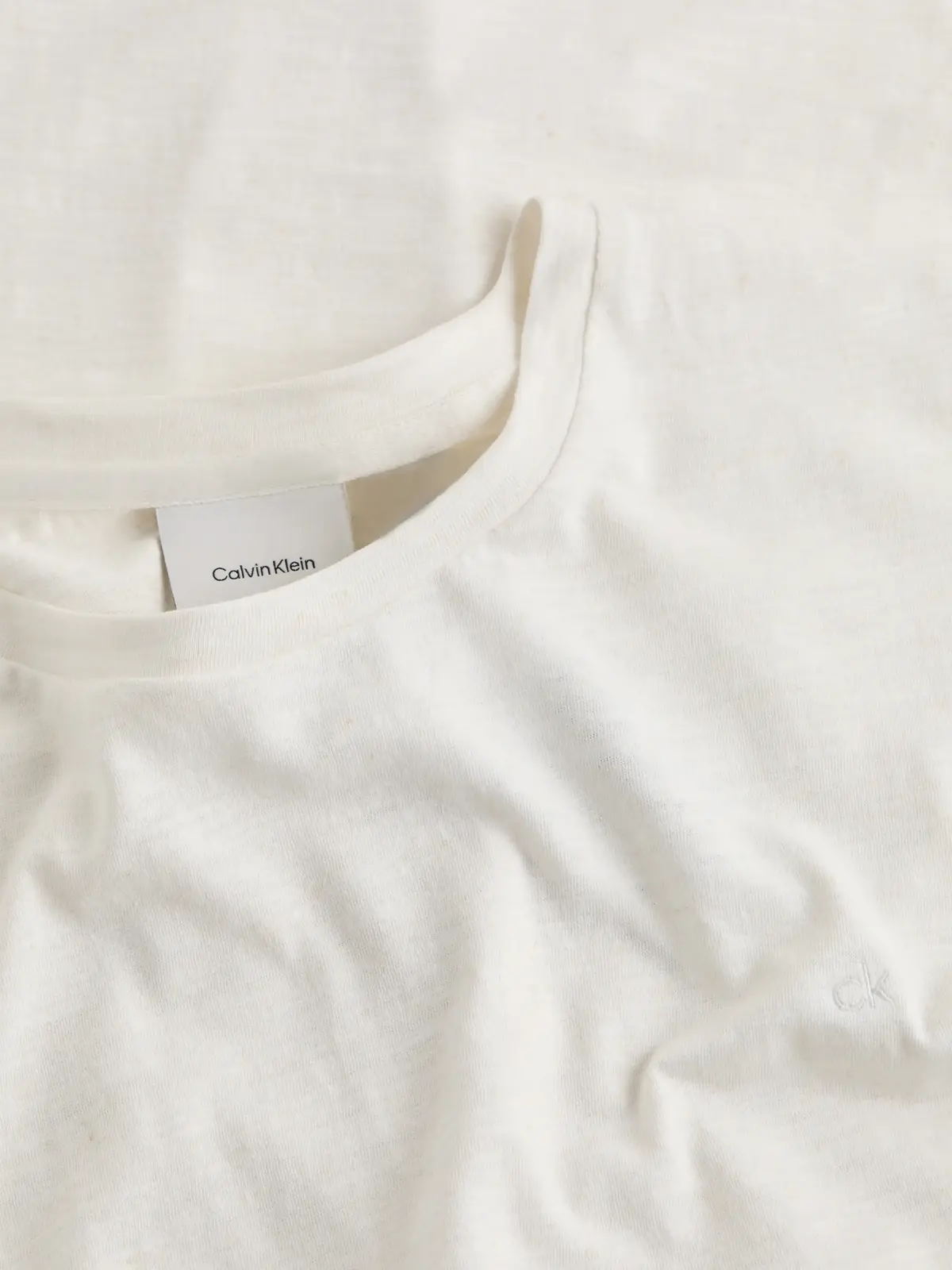 Calvin Klein LINEN COTTON T-SHIRT Beyaz Erkek Tişört