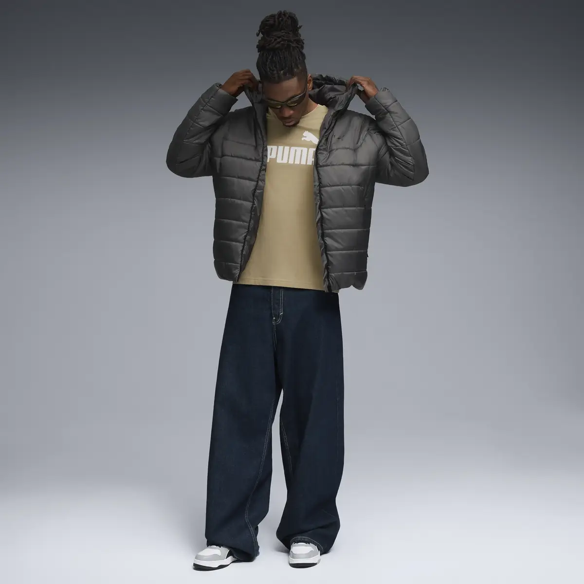 PUMA ESS Hooded Padded Jacket Erkek Siyah Mont