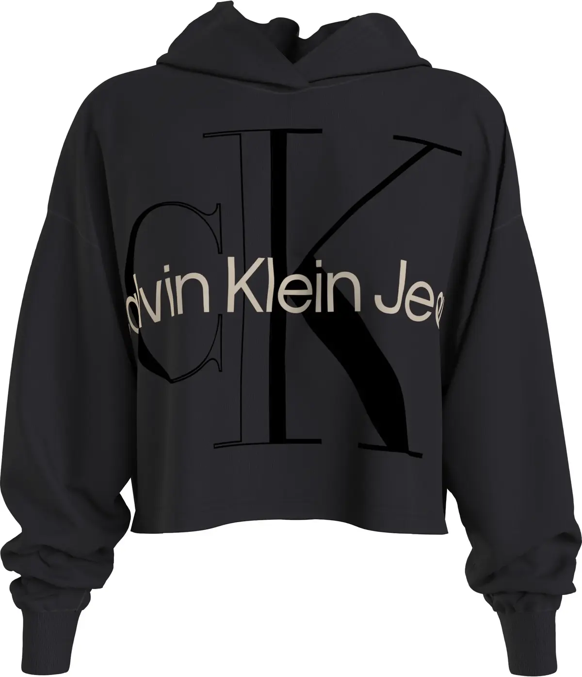Calvin Klein GLOSSY MONOGRAM HOOD Kadın Siyah Hoodie