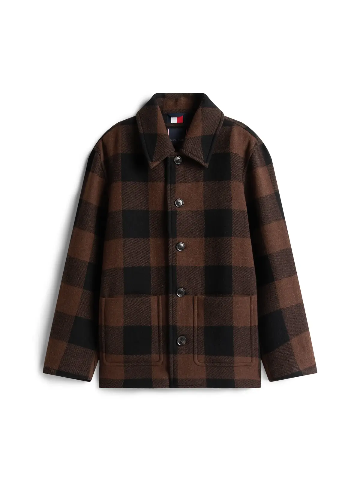 Tommy Hilfiger WOOL DBL FACE CHECK, 0M7 Kahverengi Erkek Ceket
