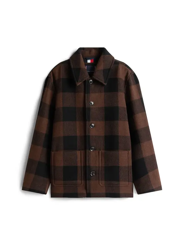 Tommy Hilfiger WOOL DBL FACE CHECK, 0M7 Kahverengi Erkek Ceket