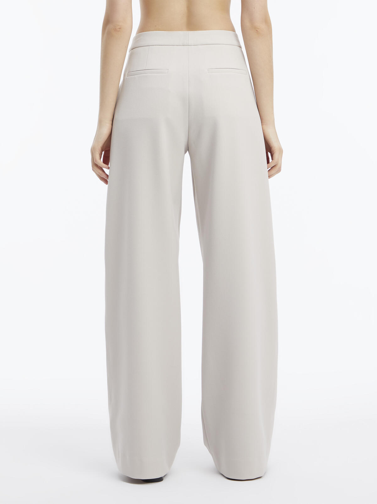 Calvin Klein VISCOSE CREPE WIDE L Kadın Krem Geniş Paça Pantolon