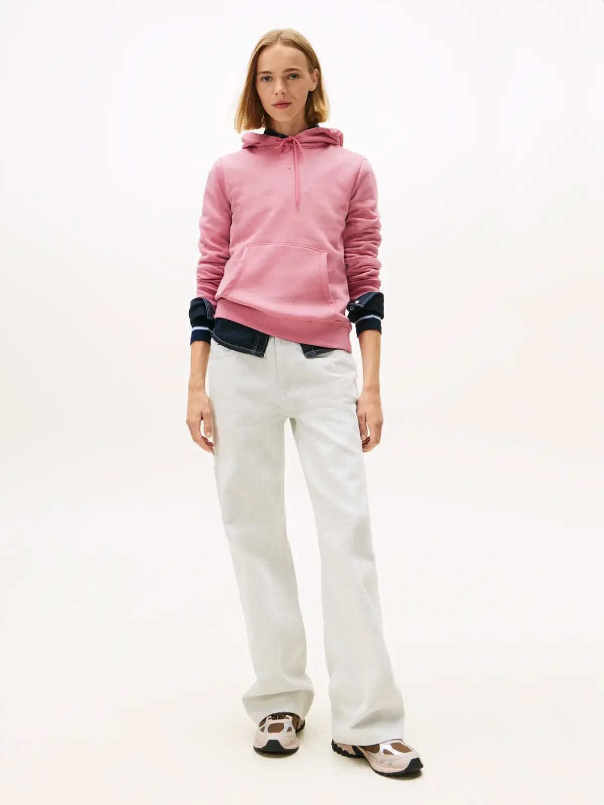 Tommy Hilfiger TJW REG LINEAR HOODI, THC Pembe Kadın Hoodie