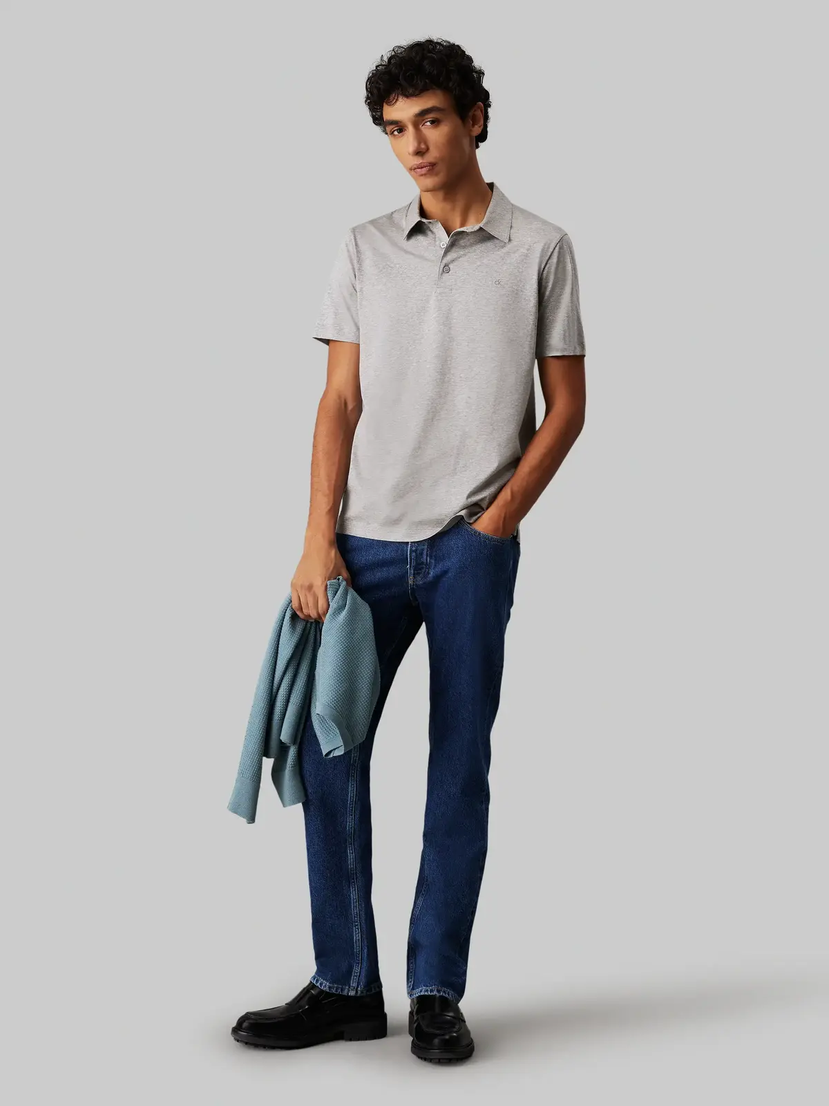 Calvin Klein LIQUID JERSEY MELANG Gri Erkek Tişört