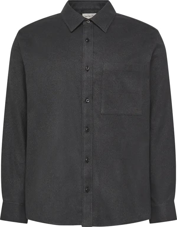 Calvin Klein LS MELANGE FLANNEL EASY SHIRT Erkek Siyah Gömlek