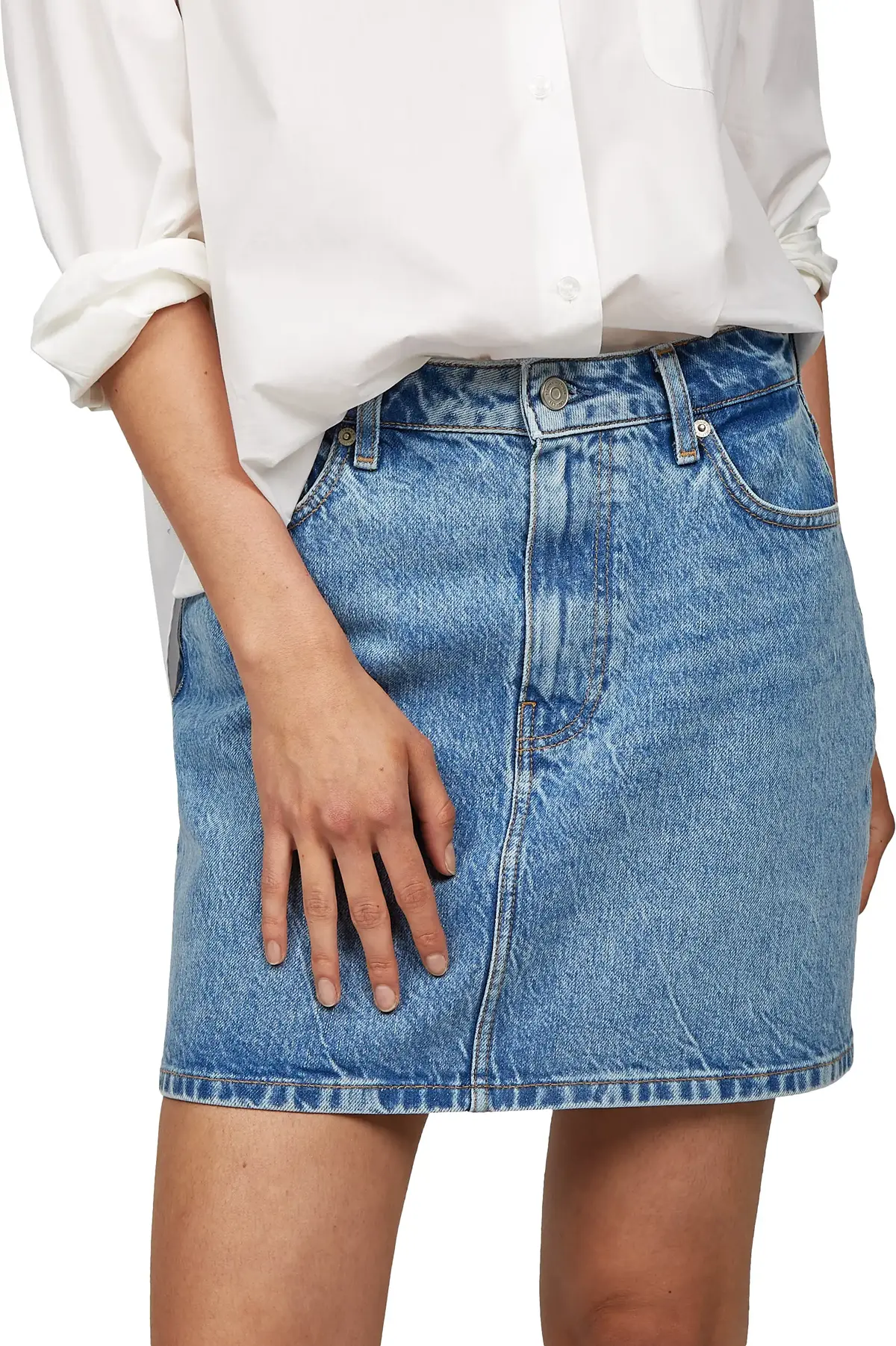 Tommy Hilfiger DNM MINI SKIRT HW AL, 1A8 Mavi Kadın Elbise-Etek