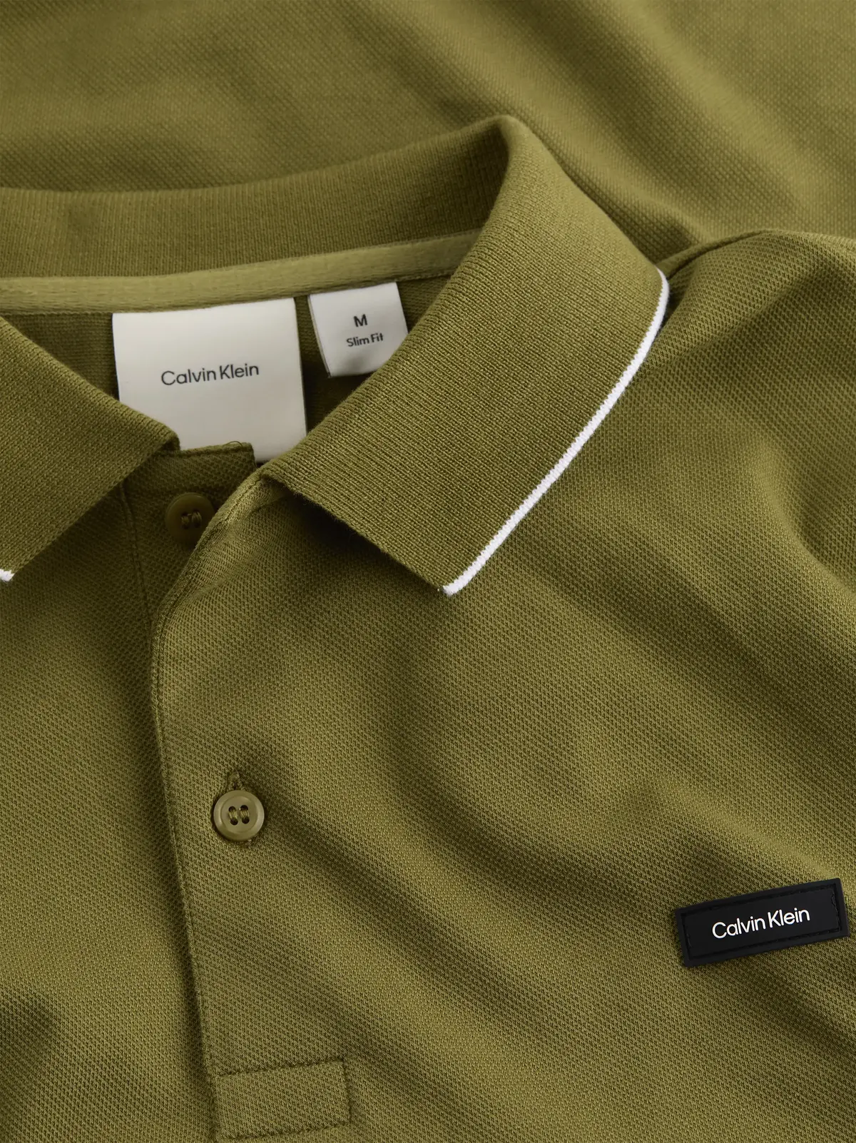 Calvin Klein STRETCH PIQUE TIPPIN, LHT Yeşil Erkek T-Shirt & Polo