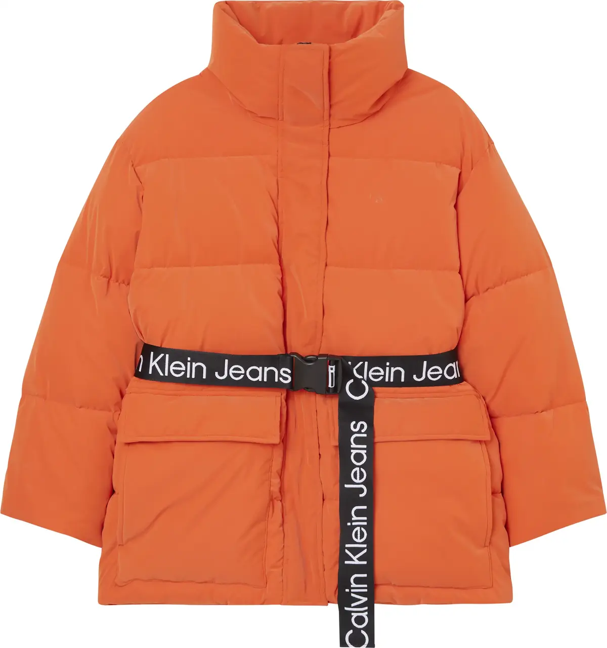 Calvin Klein SOFT TOUCH BELTED PU Kadın Turuncu Şişme Mont