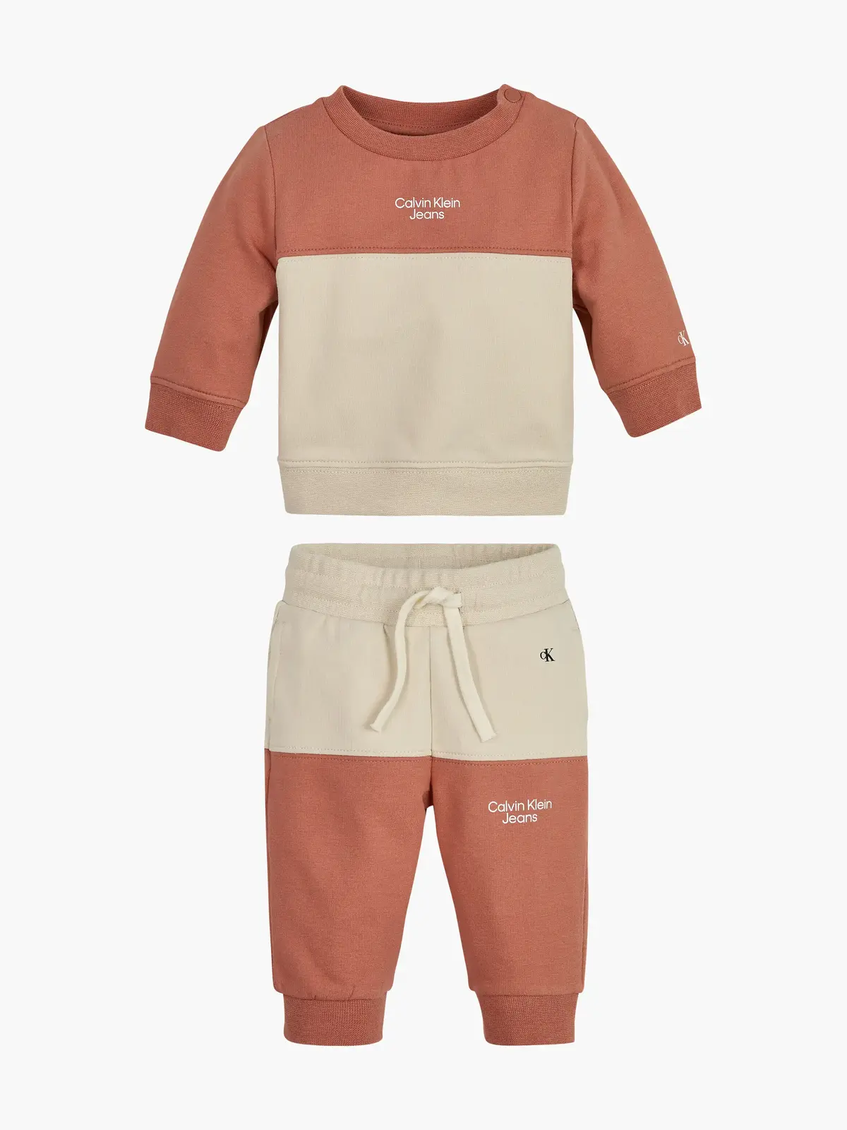 Calvin Klein COLOUR BLOCK CN SWEA Bebek Kahverengi Eşofman Takımı