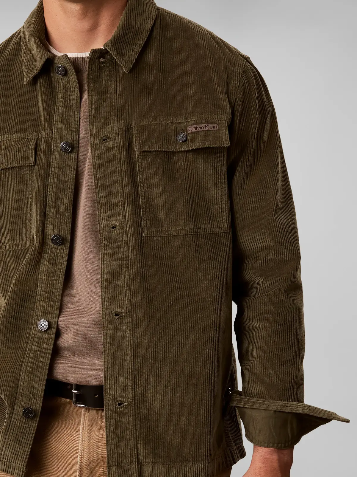 Calvin Klein LS CORDUROY EASY OVE, LI1 Yeşil Erkek Ceket
