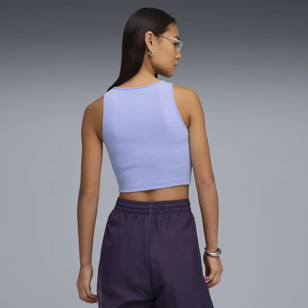 Puma WARDROBE ESS Ribbed Crop Top Mor Kadın Crop Üst