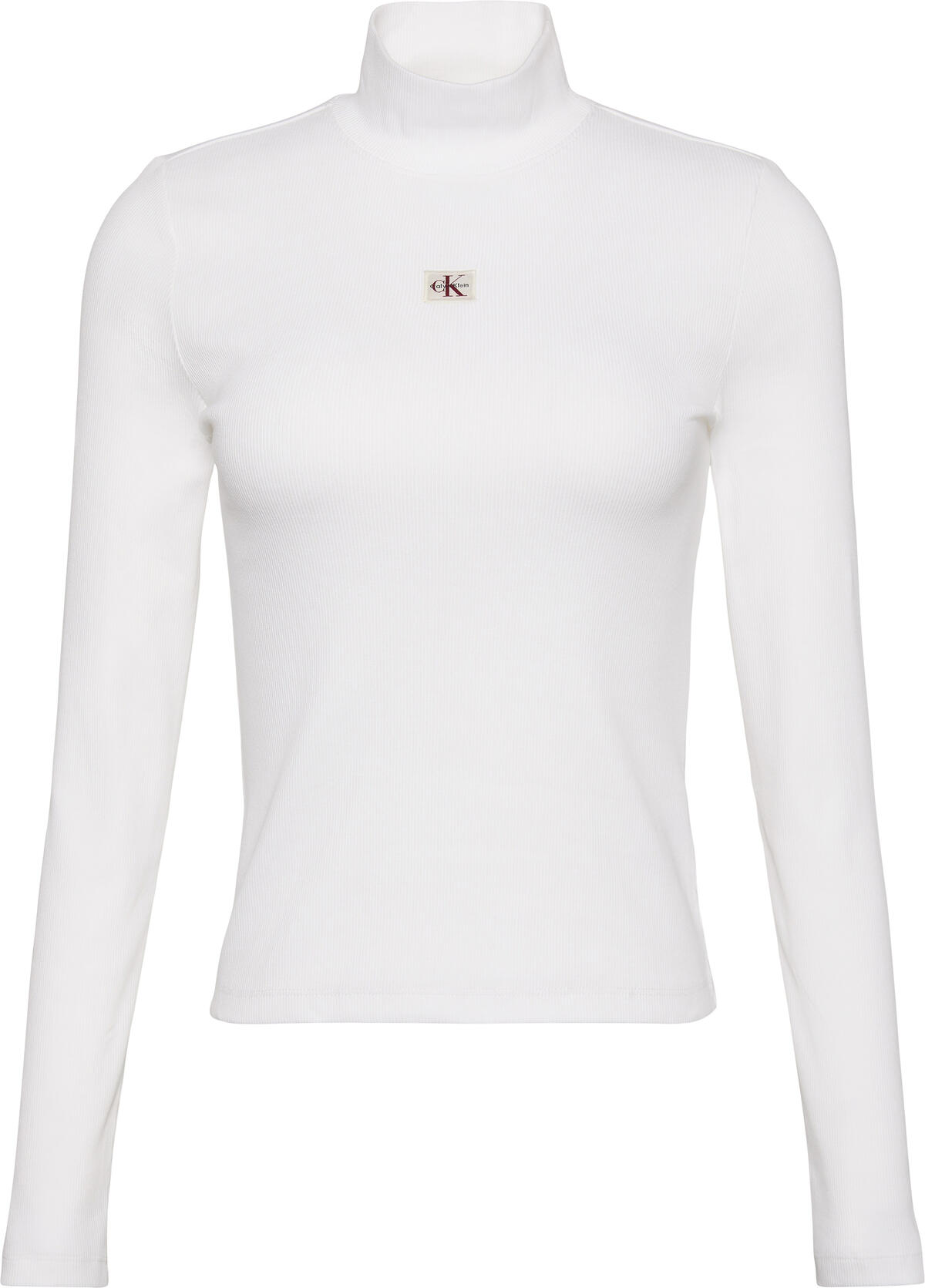 Calvin Klein LS WOVEN LABEL TURTLENECK Beyaz Kadın Gömlek