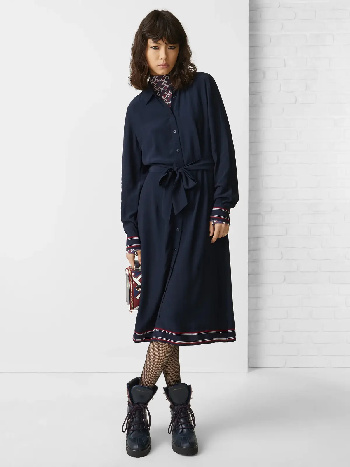 Tommy Hilfiger VIS MONOGRAM SHIRT D Kadın Siyah Elbise