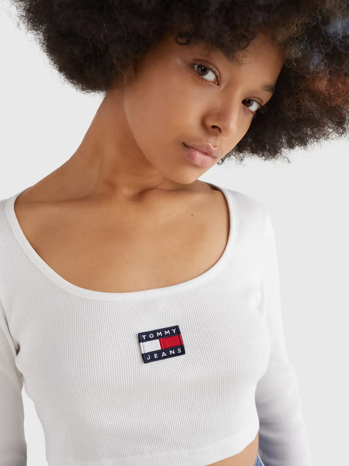 Tommy Hilfiger TJW CROP RIB CENTER Kadın Krem Kazak