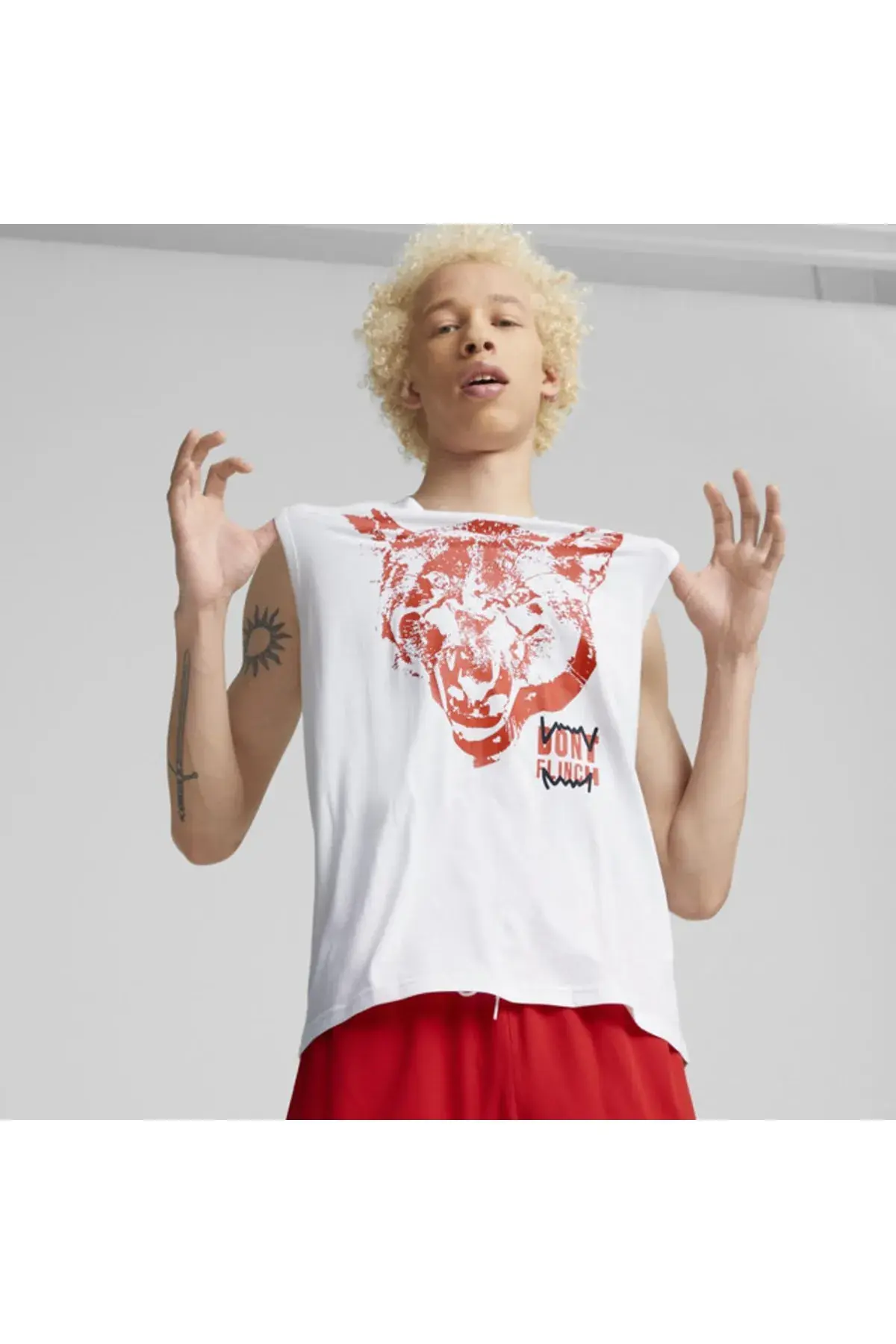 Puma Fast Break Basketbol Kolsuz T-Shirt 2 Beyaz Erkek Basketbol Kolsuz T-Shirt