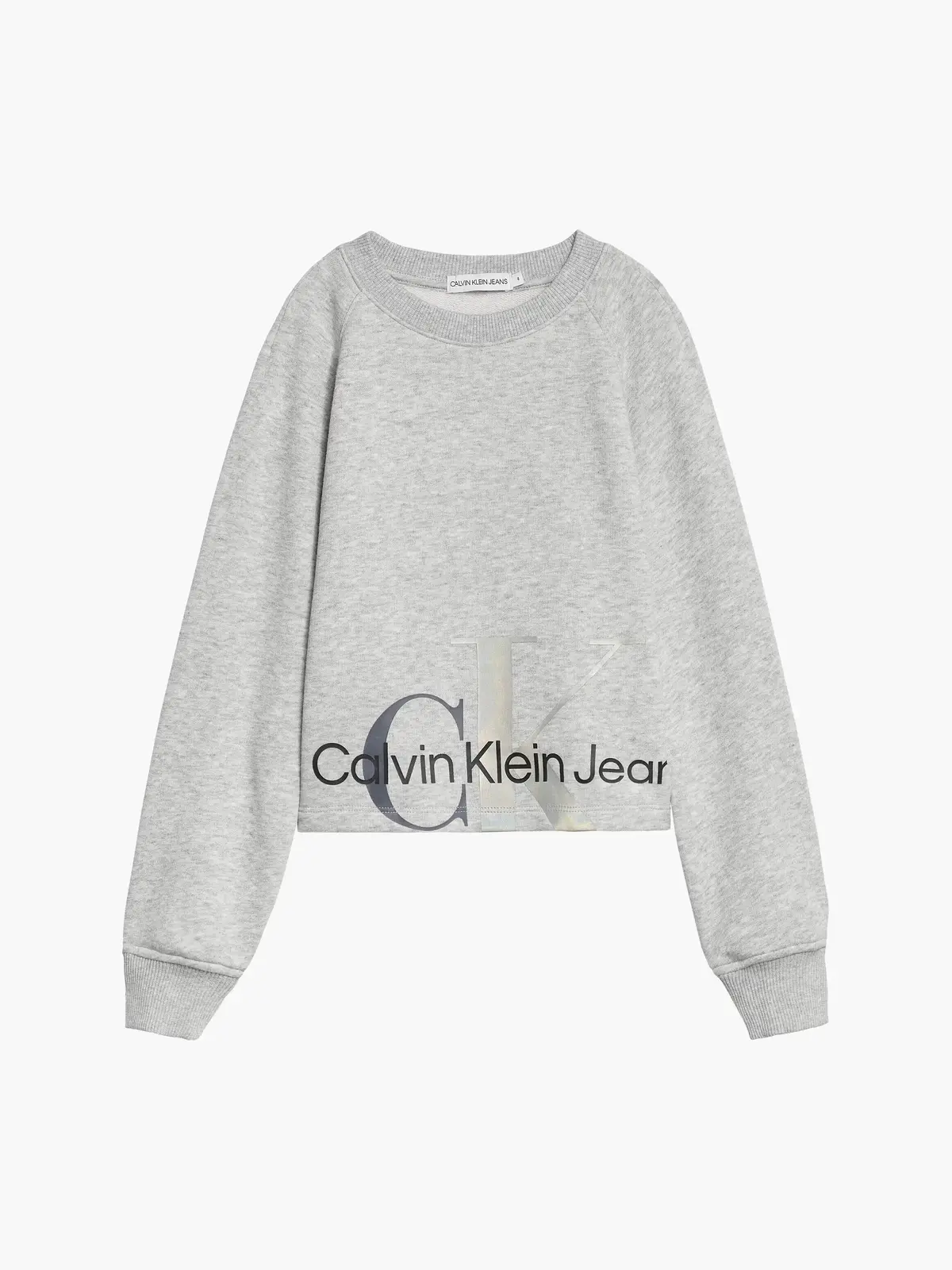 Calvin Klein MIXED MONOGRAM CUTOF Kadın Gri Sweatshirt