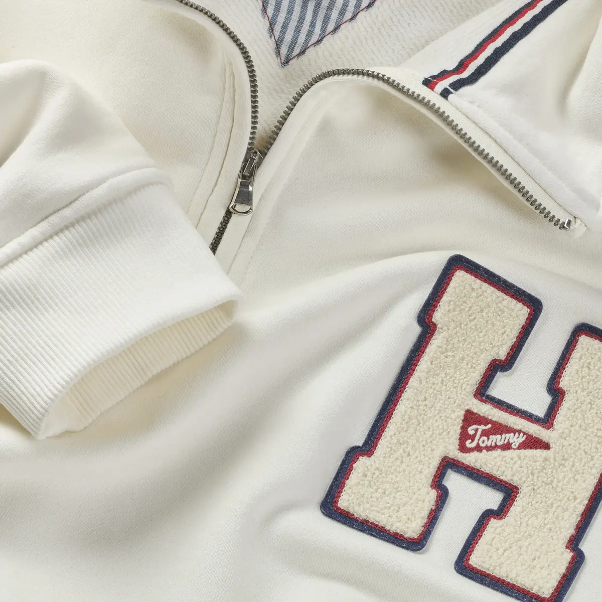 Tommy Hilfiger TJM 1/4 ZIP TOWEL PA, YAC Beyaz Erkek Sweatshirt