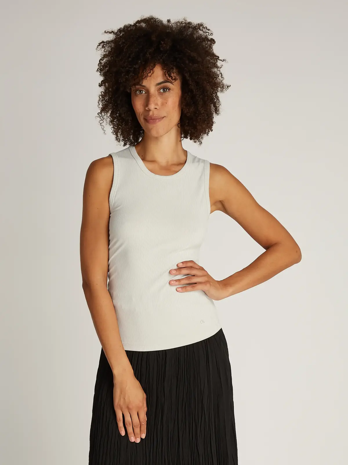 Calvin Klein MODAL RIB C-NK TANK Gri Kadın Dar Kesim Fitilli Askılı Bluz