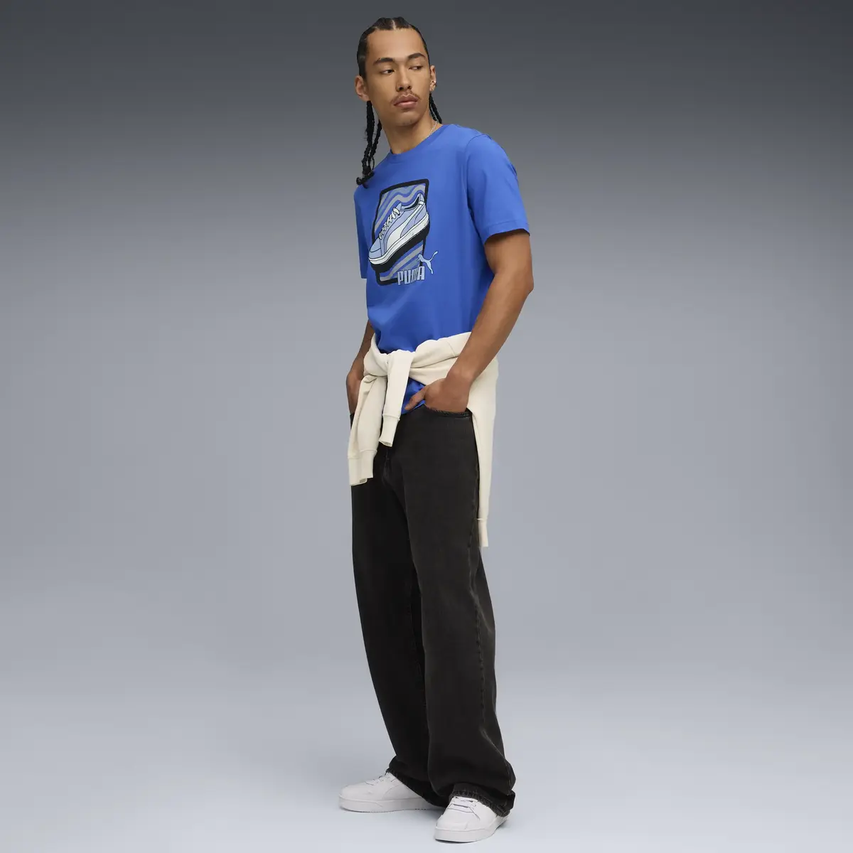 Puma GRAPHIC Tee Mavi Erkek T-Shirt