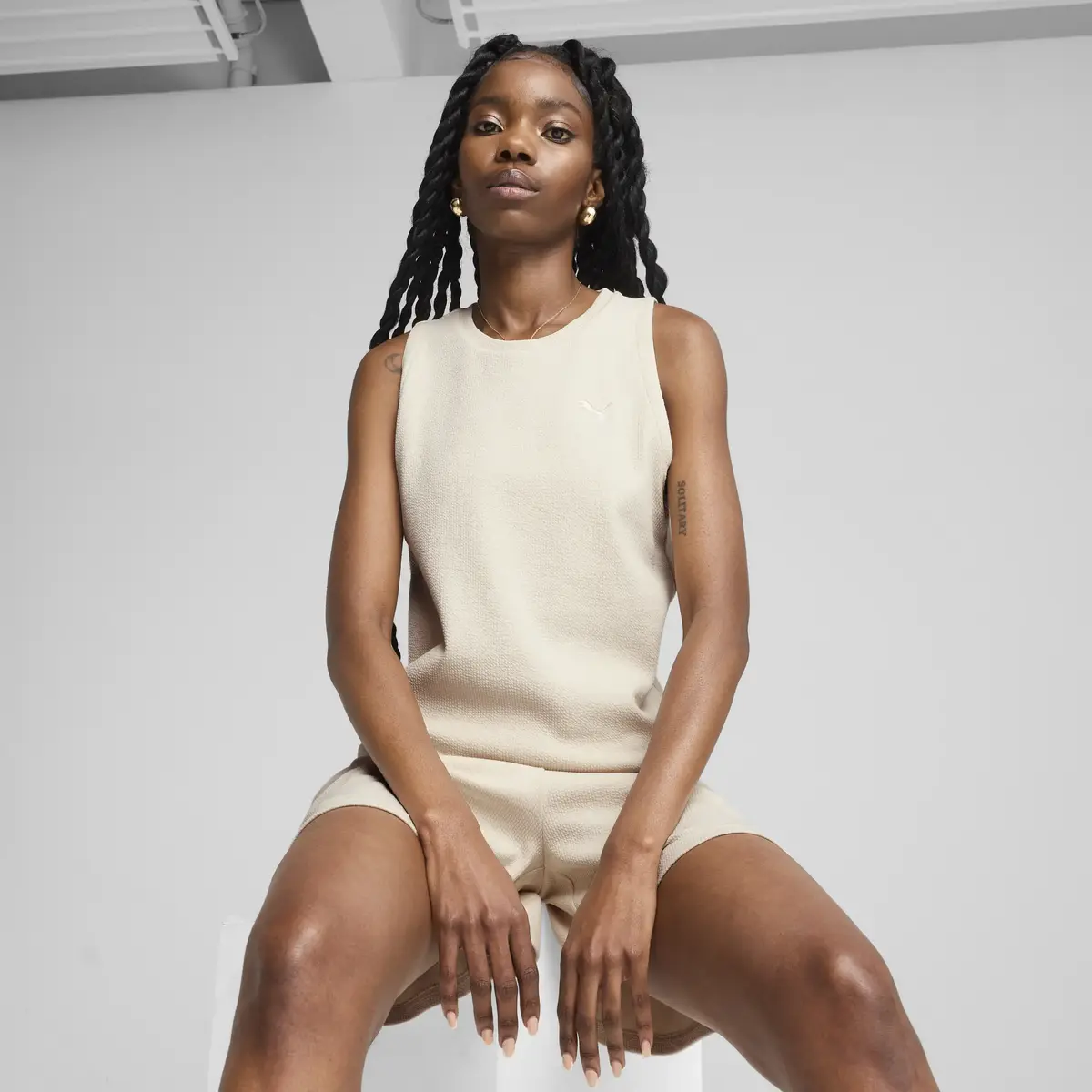 Puma HER Tank Top Bej Kadın Kolsuz T-Shirt