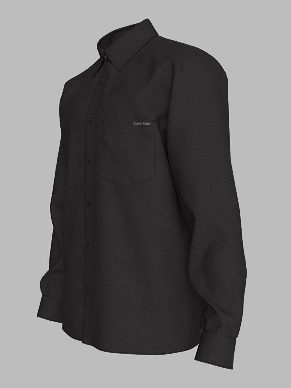 Calvin Klein LS SLD CAS LINEN CLS, UB1, S Siyah Erkek Gömlek