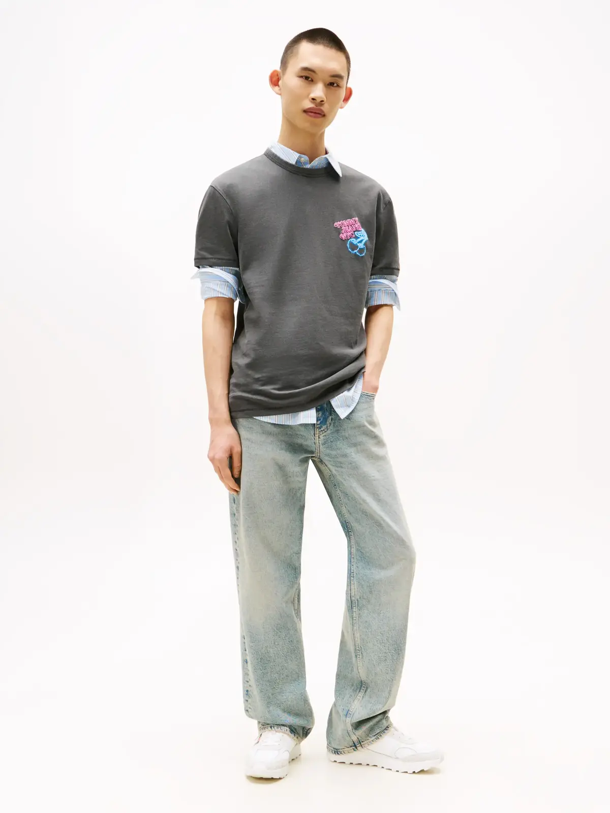 Tommy Hilfiger TJM REG NOVELTY FAIR Erkek Gri T-Shirt