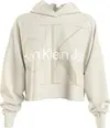 Calvin Klein GLOSSY MONOGRAM HOOD Kadın Krem Hoodie