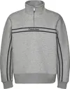 Calvin Klein LS COTTON SPACER STRIPE RIB QTR Erkek Gri Sweatshirt