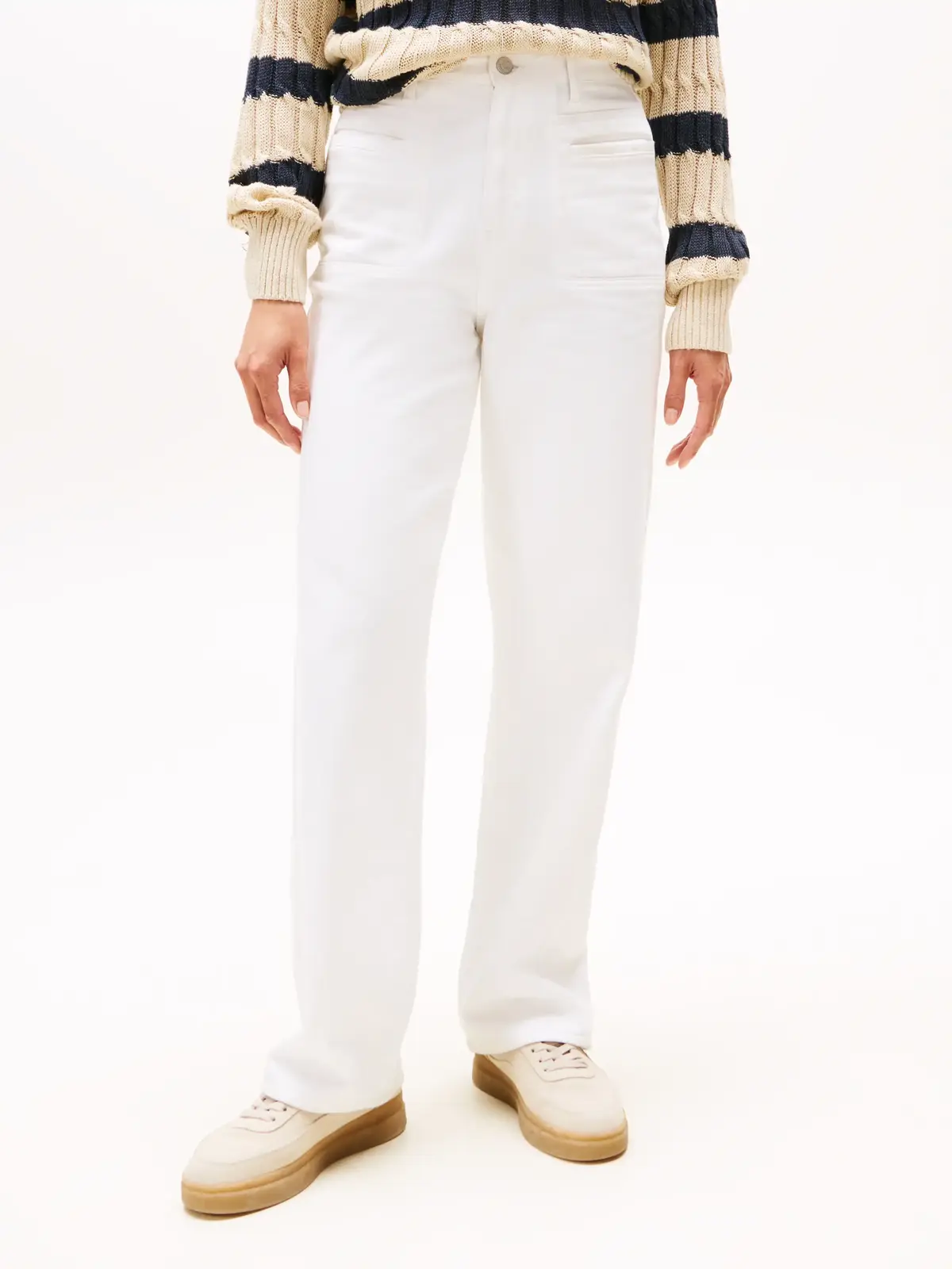 Tommy Hilfiger DNM WHITE RELAXED ST, YBR Beyaz Kadın Kot Pantolon