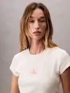 Calvin Klein A- MONOGRAM BABY TEE Beyaz Kadın Tişört