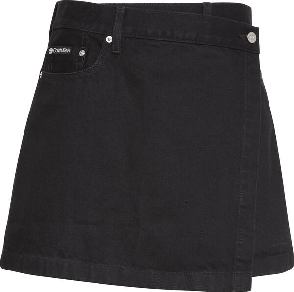 Calvin Klein DENIM MINI WRAP SKIRT SOFT BLACK Siyah Kadın Etek