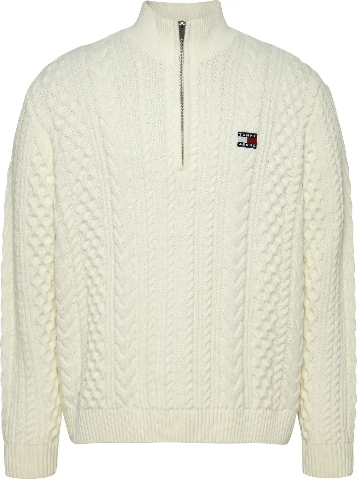 Tommy Hilfiger TJM REG CABLE S FLAG Erkek Beyaz Kazak