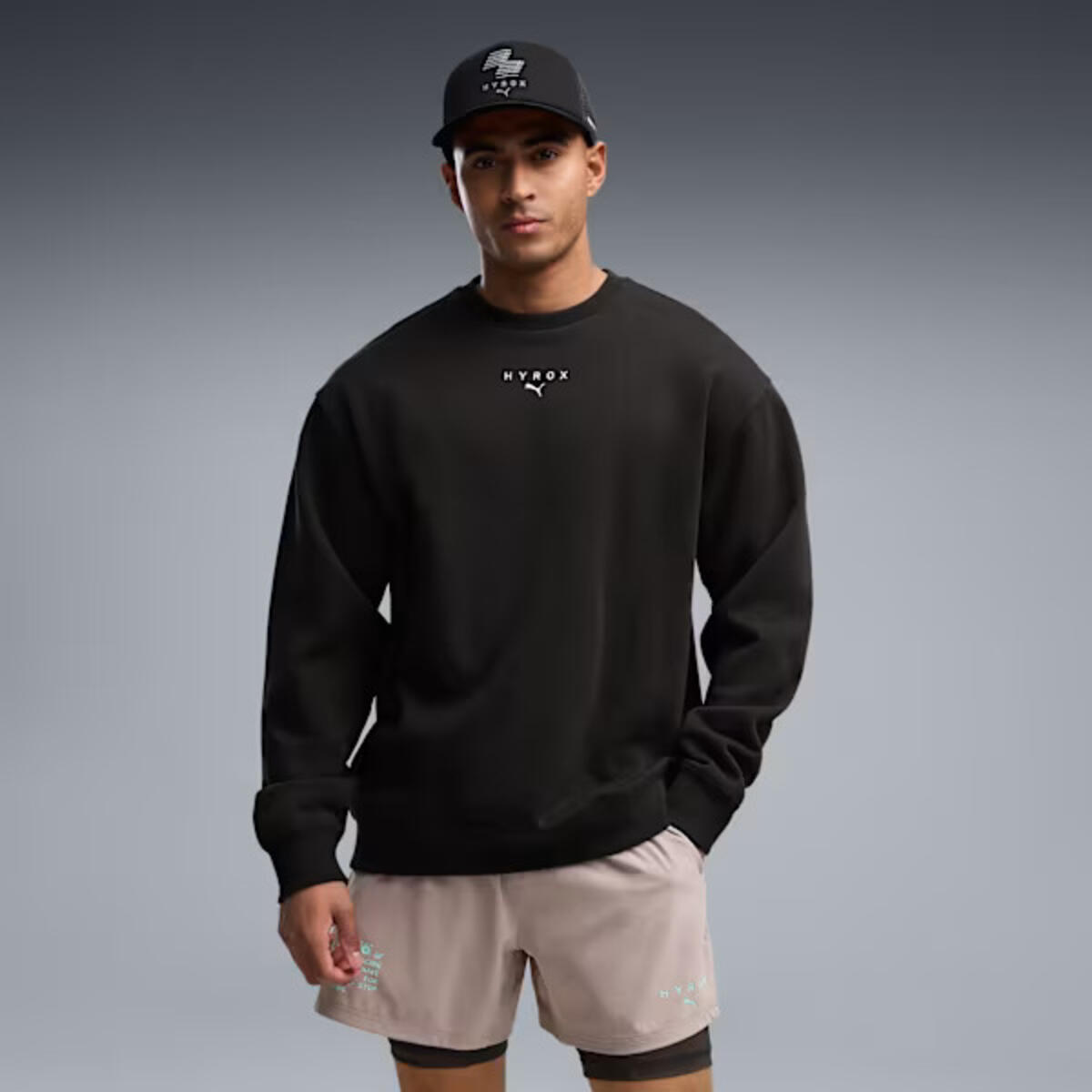 Puma M PUMA X HYROX CREWNECK Siyah Erkek Sweatshirt