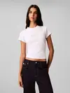 Calvin Klein SS SLIM FIT BABY MON, YAF Beyaz Kadın T-Shirt