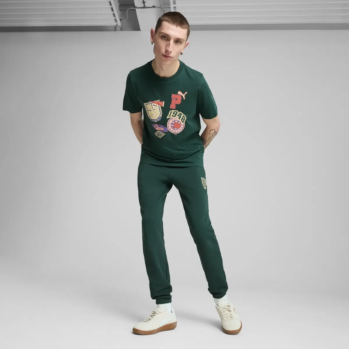 PUMA WARDROBE ESS Graphic Tee Yeşil Erkek T-Shirt