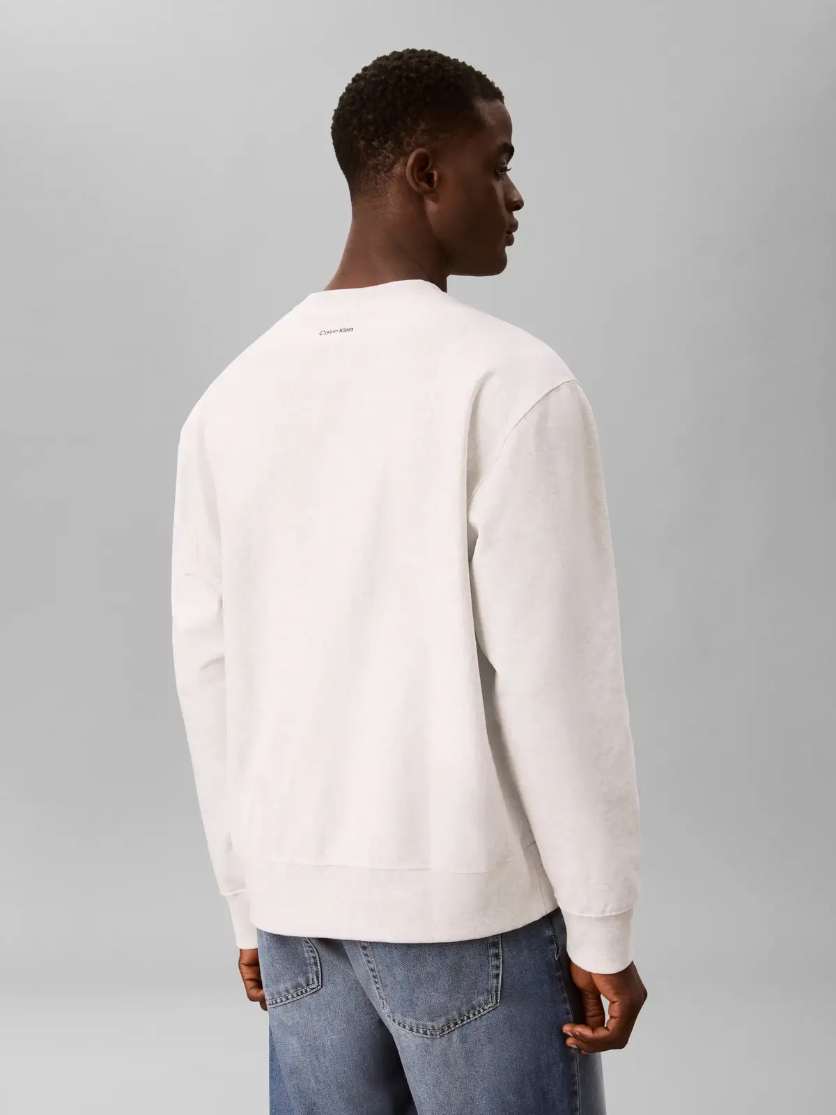 Calvin Klein LS PREMIUM TERRY GRP, P74 Krem Erkek Sweatshirt
