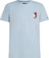 Tommy Hilfiger PALM TREE LABEL TEE Erkek Mavi T-Shirt