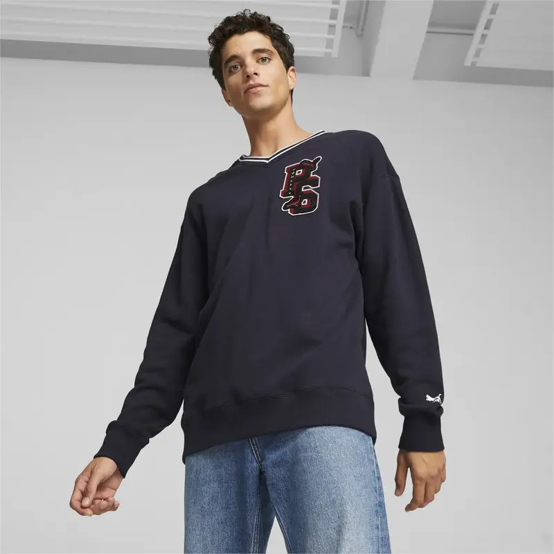 PUMA X STAPLE V-Neck Crew Lacivert Erkek Sweatshirt