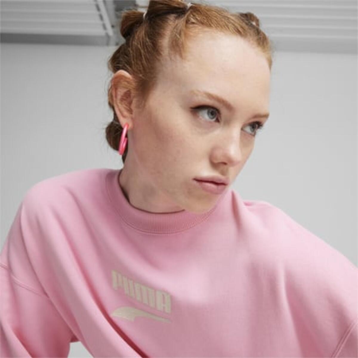 Puma DOWNTOWN Oversized Crew Pembe Kadın Hoodie