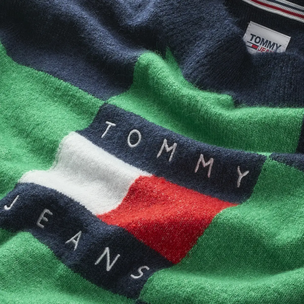 Tommy Hilfiger TJW RLXD CHECKER FLA Kadın Yeşil Kazak