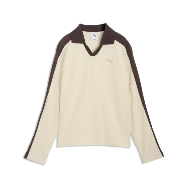 Puma T7 Relaxed Long Sleeve Polo Açık Kahve Kadın Polo Sweatshirt